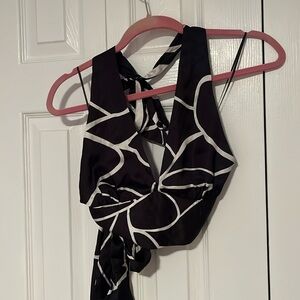 Tie silk open back shirt